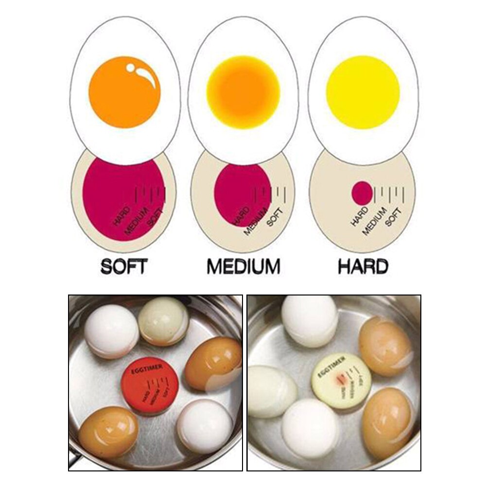 Color Changing Egg Timer Resin Perfect Half/Semi/Fullyboiled Eieren Door Temperatuur Keuken Helper Ei Timer Gadgets Warmte-Slip