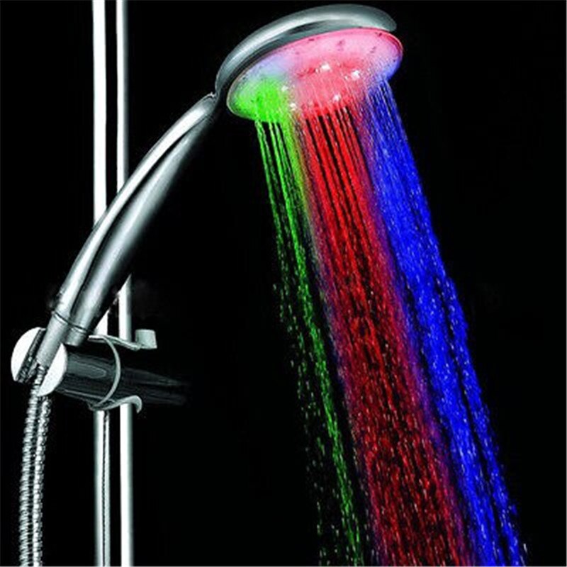 Led brusehoved farverigt anion brusebad spa trykvand - besparende temperaturkontrol håndholdt stort regnbruserhoved
