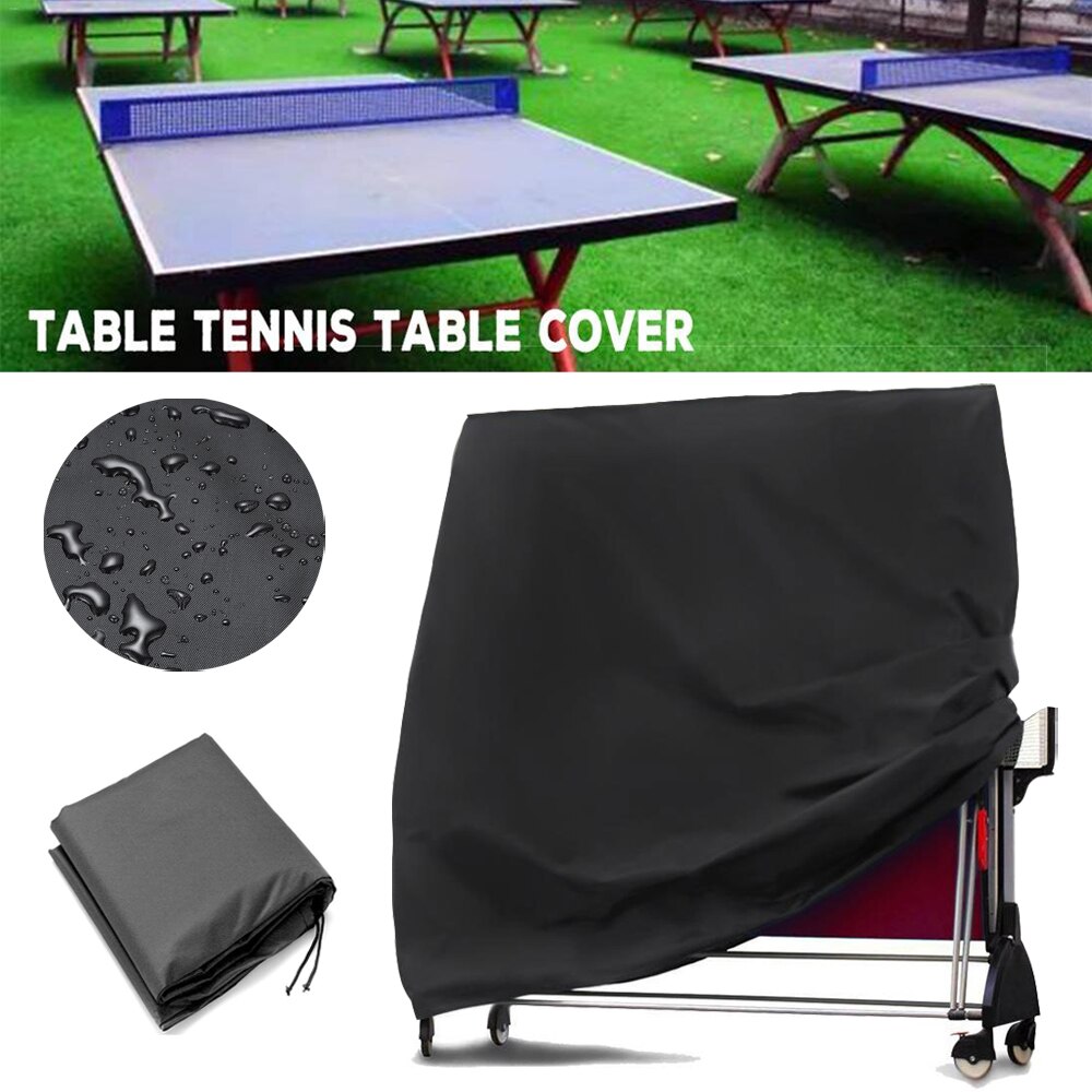 1Set Ping Pong Table Cover, 210D Adjustable Waterproof Table Tennis Cover Outdoor Table Cover Black with Drawstring