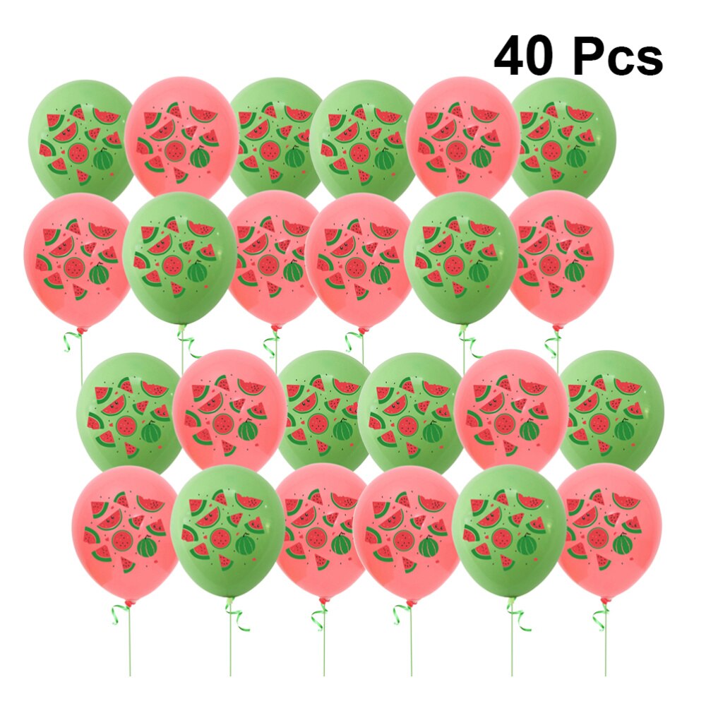 40 stk vandmelon mønster balloner holdbare latex balloner frugt trykte balloner sommer vandmelon-tema festartikler (grøn r