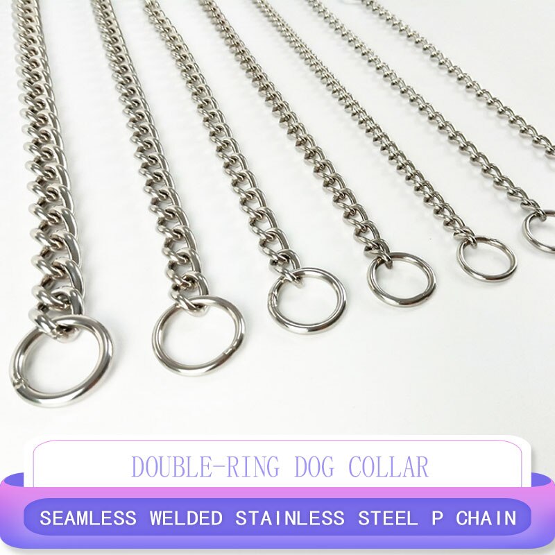 Pet supplies stainless steel chain dog training choke, suitable for small and medium-sized large dogs chrome-plated metal