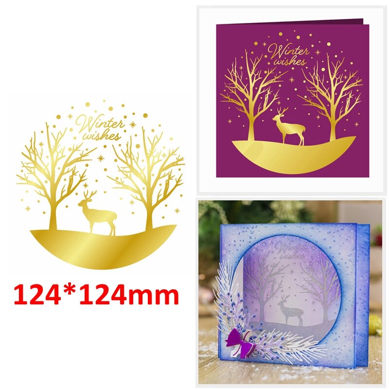 Adornos para árbol de Navidad hojas redondas copo de nieve Doodle Foil placas para DIY Scrapbooking Letterpress Embossing tarjetas: 4