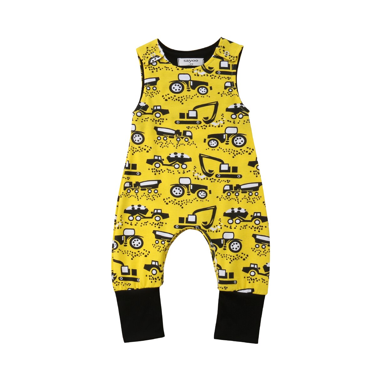 Emmababy Romper Top Baby Boy Kids Pasgeboren Baby Mouwloze Romper Jumpsuit Cartoon Katoenen Kleding Outfits: YELLOW / 12m