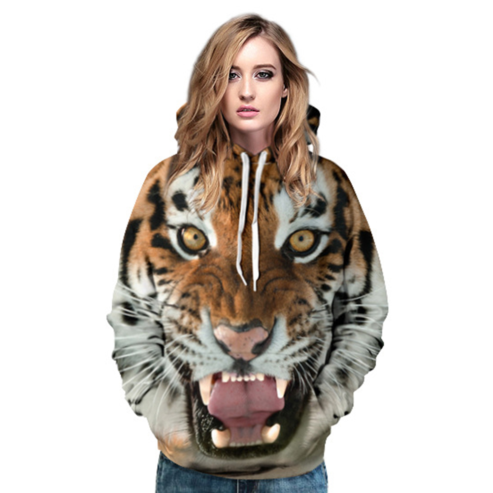 Unisex Cool 3D Tiger Print winter hoodie pullover animal pattern Sport hoodies