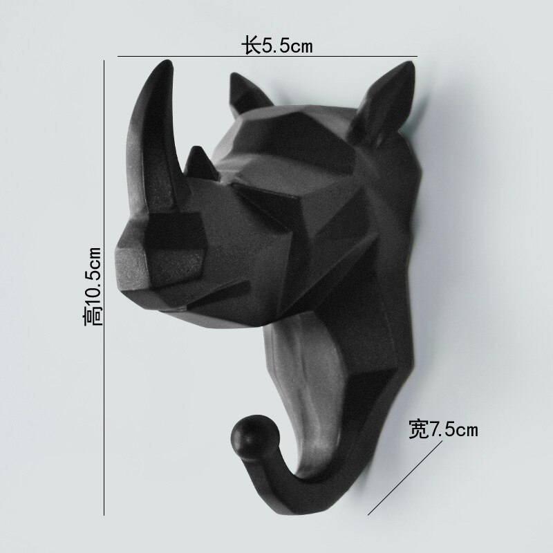 Statue de tête d'animal en résine artificielle, crochet rétro, décoration murale, Sculpture pour maison, Bar, bureau: 16