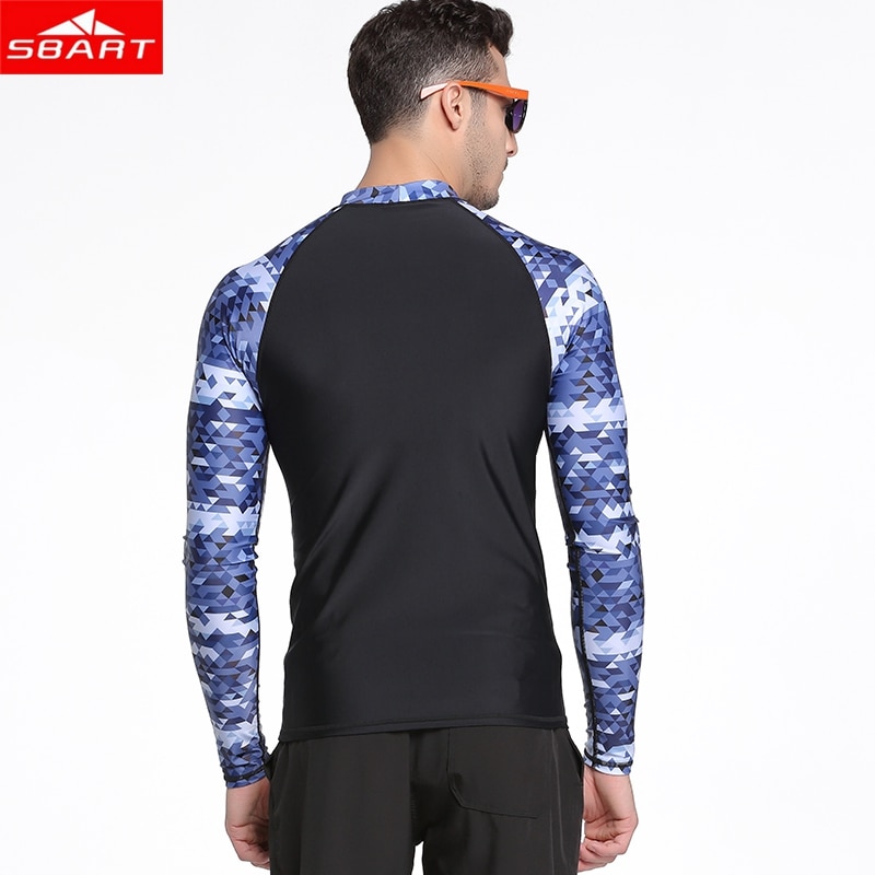 SBART costume da bagno da uomo Super elastico Rashguard a maniche lunghe Surf costumi da bagno asciugatura rapida Rash Guard protezione solare Beach Diving T-Shirt UV