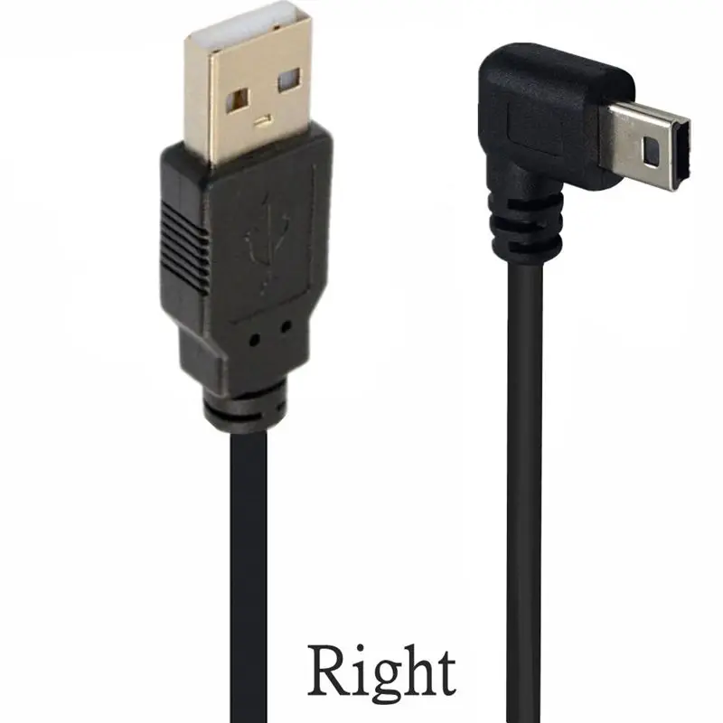 Mini USB 90 Graden Kabel UP Down Links Haaks USB 2.0 NAAR Mini USB 5pin Snelle Data Charger Kabel voor Camera MP4 Tablet GPS: grijs / 0,25 m