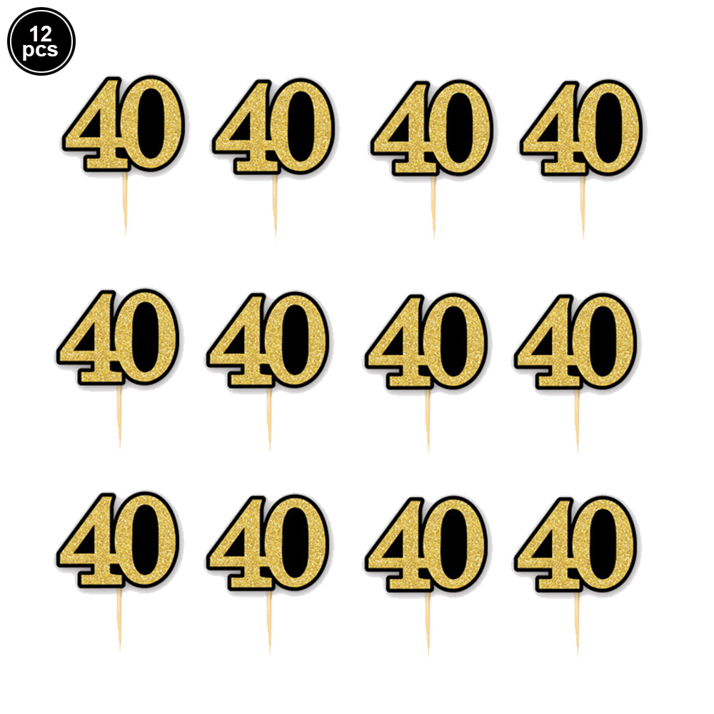 Decoraciones para de cumpleaños de 40 años, pancarta de papel para feliz 40 cumpleaños, globos de látex de 12 pulgadas, suministros colgantes para de 40 cumpleaños: múltiple