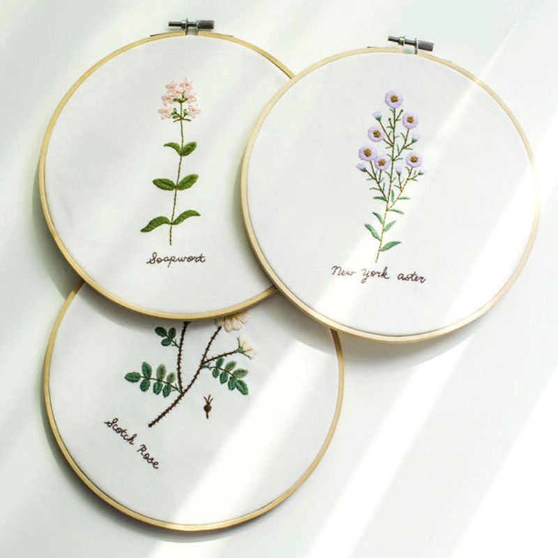 Kits de bordado de flores 3D, accesorios de costura de punto de cruz con bordado, aro de bastidor para decoración nórdica de Novice Home