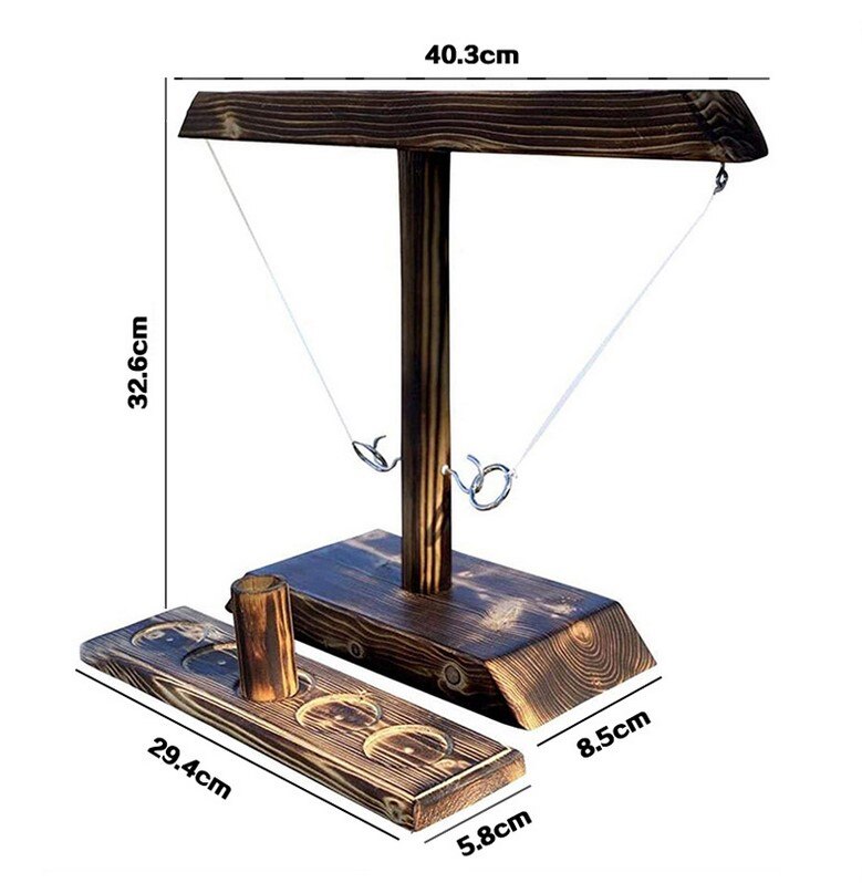 Ring Toss Games For kids Adults Handheld Board Game Outdoor Indoor Handmade Wooden Hooks Fast-paced interactive Game for Party: Rectangular bottom