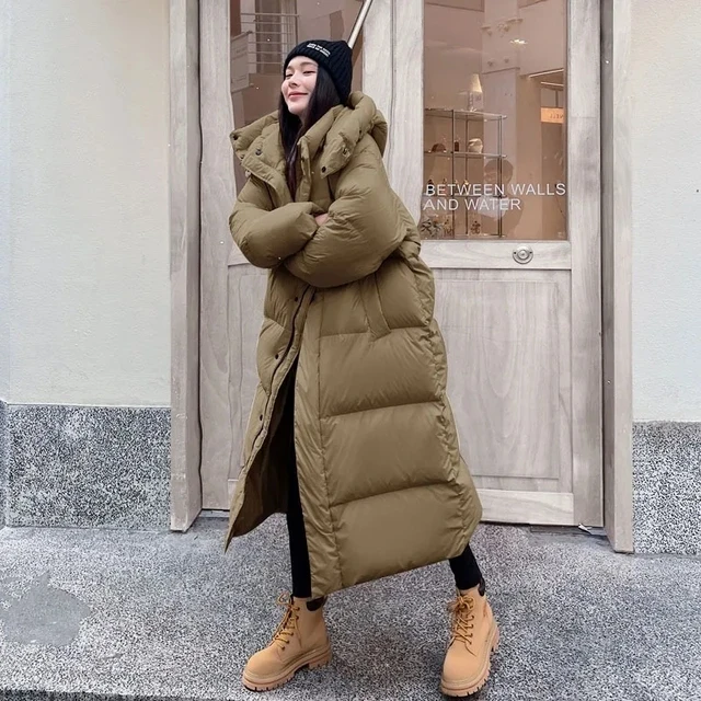Wärmer Winter rosa Kapuze lange Parka Chaqueta dicke Wind dichte Parca Mantel lässig Schnee tragen Baumwolle gepolsterte Frauen Jaqueta: M / Kakifarbig