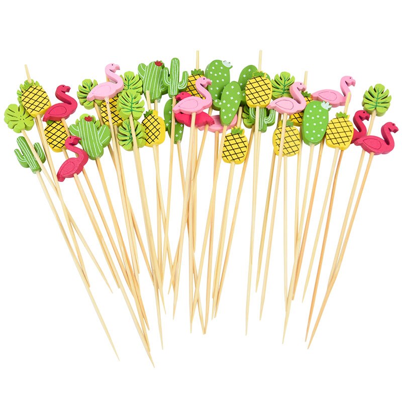 100 st flamingo mat plockar hawaii fest cupcake frukt gaffel tårta dessert cocktail tandpetare bar sommar födelsedag bröllop tillbehör