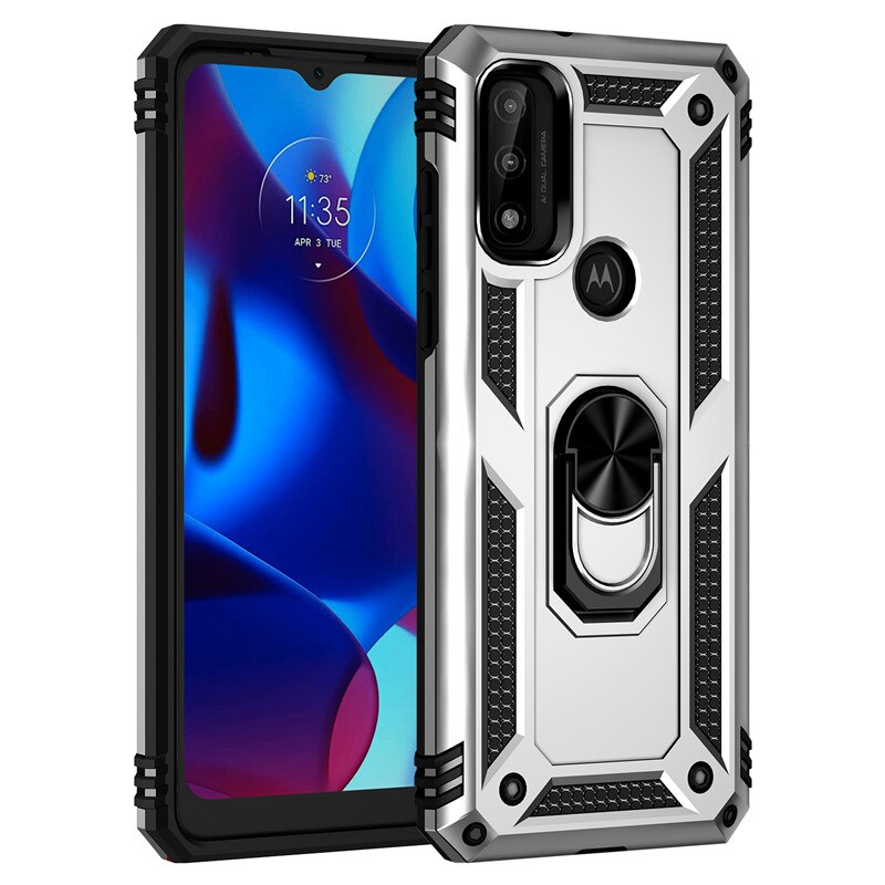 Per Motorola Moto G custodia pura armatura di lusso anello magnetico custodia per telefono per Moto G Cover posteriore con supporto per supporto puro: Silver