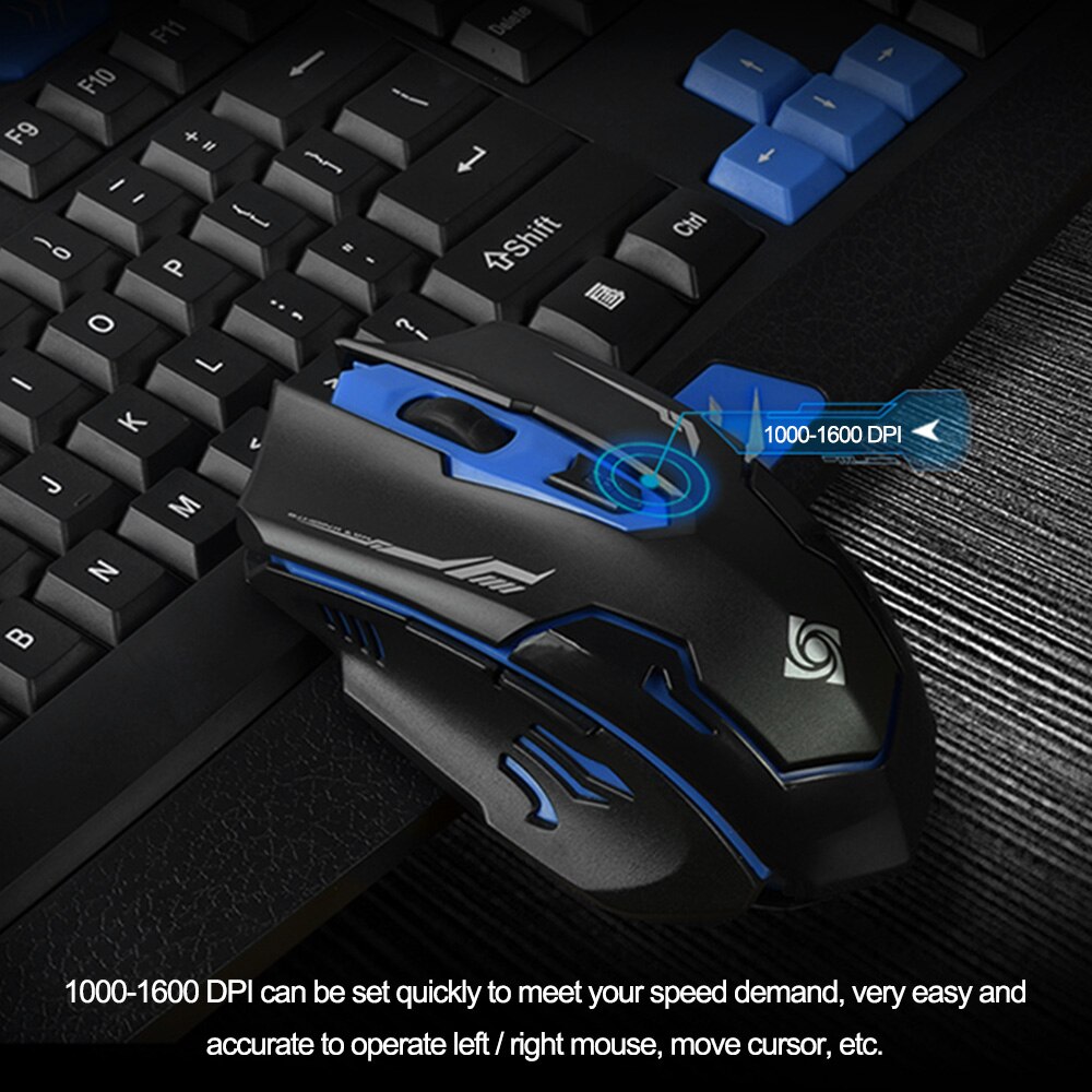 2.4GHz Wireless Keyboard Gaming Keyboard Mouse Combo 19 Keys Anti-ghosting Adjustable DPI Mouse USB Receiver Adapter Mouse Mat