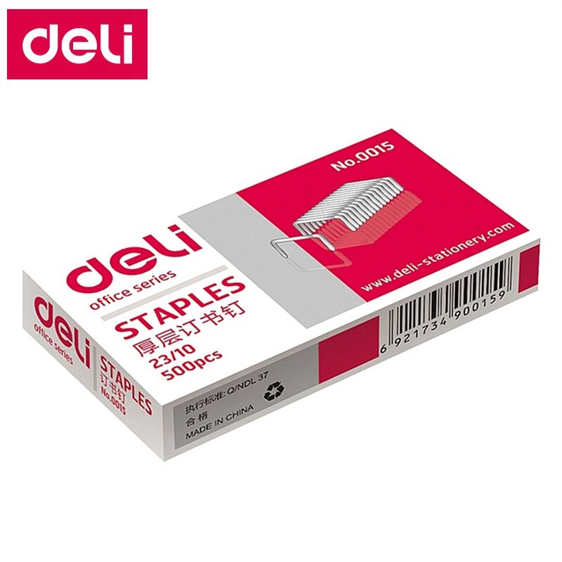 5000 Stks/partij Deli 0015 Zware Nietjes 23/10 Nietjes 12X10Mm Nietjes Breedte 12Mm Hoogte 10Mm Capaciteit 75 Pagina 'S 70G Papers