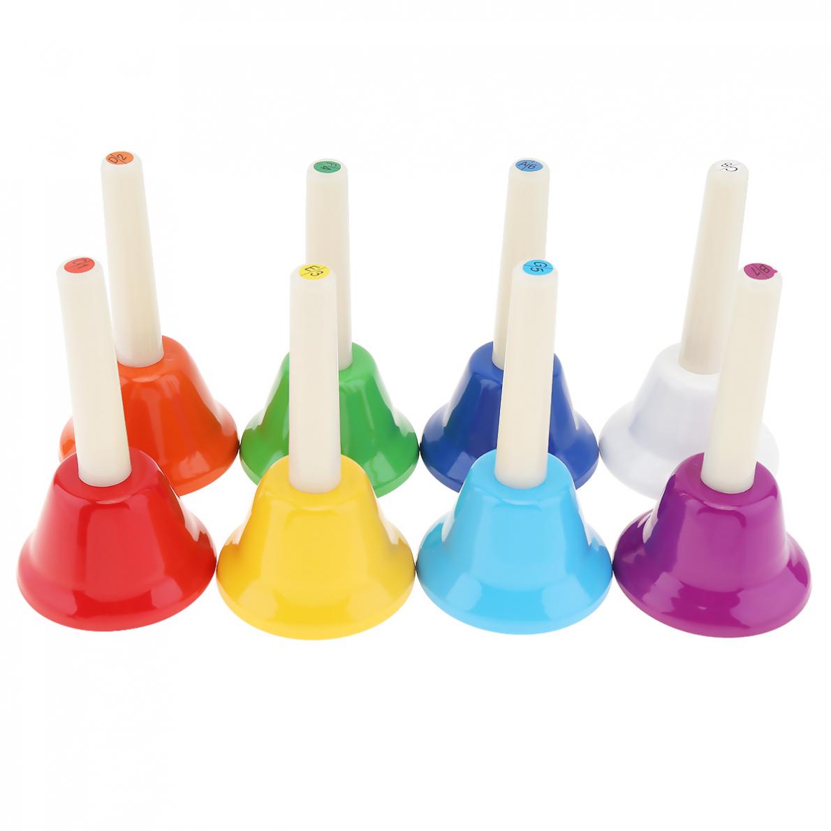 8pcs Colorful Musical Instrment Hand Bell 8-Note Musical Toy for Children Baby Kids Early Education