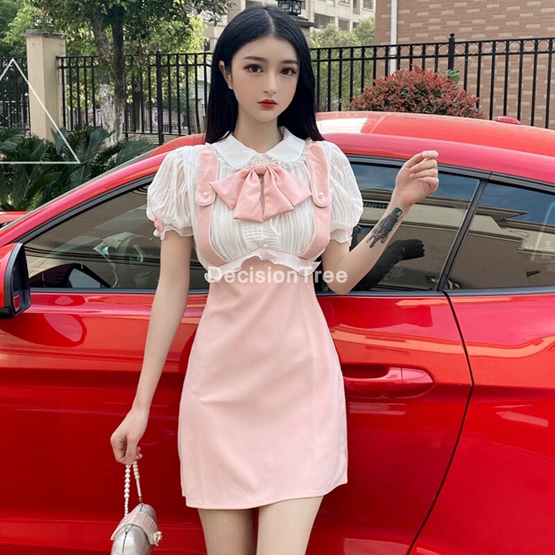 Escuela Japonesa uniforme de niña traje blanco t camisa top falda cosplay coreano niñas estudiantes disfraces cosplay para chicas: color1 one set / L