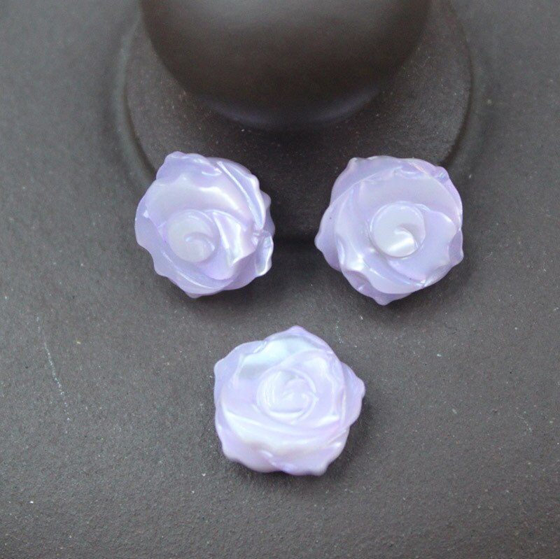 5pcs / bag natural mother-of-pearl 10mm rose straight hole bead jewelry making DIY necklace bracelet earring jewelry accessory: Purple / Single side