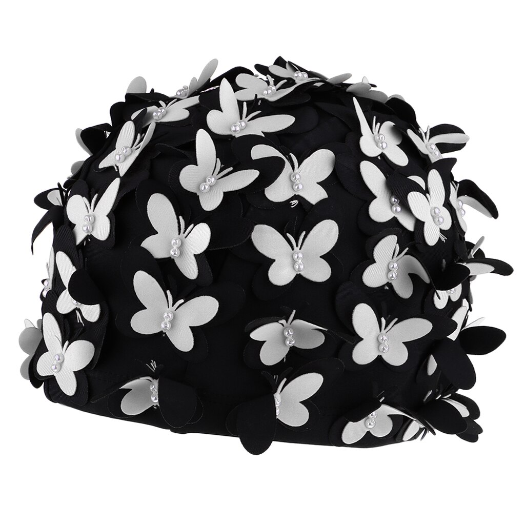 Badmuts Vrouwen Stijlvolle Retro Badmuts Met Vlinders Parels Decor Voor Lang Haar Dames Houden Haar Droog