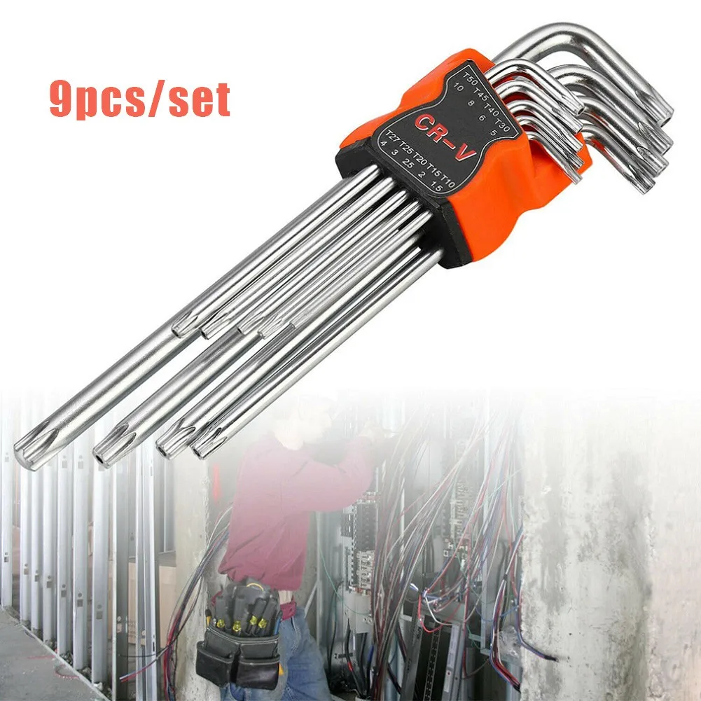 Tournevis à double extrémité de type L, jeu de clés Allen hexagonales, embouts Torx, clé essorée en étoile, outils à main, 9 pièces