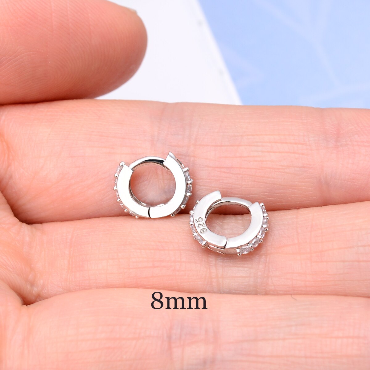 Piercing Studs Women Small Hoop Earring Huggies Ear Circle Rings Cartilage Earlobe Tragus Man Girls Tiny Hoops: Silver white 8mm