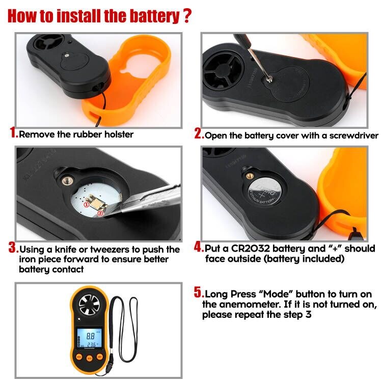 RZ818 Digital Anemometer Wind Speed Meter Measures Wind Velocity Airflow Temperature with LCD Backlight Wind Speed Meter 30m/s