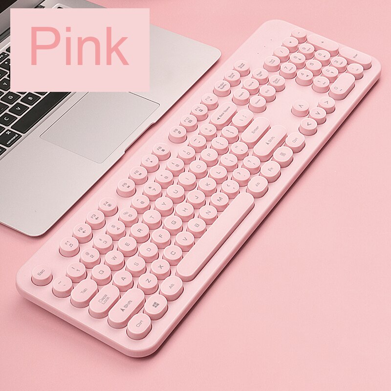 Wireless Gaming Keyboard Mouse Set 2.4G Wireless Mouse Keyboard Combo For Laptop Computer Xiaomi PC Gamer Slient Keypad Mice: Pink Keyboard