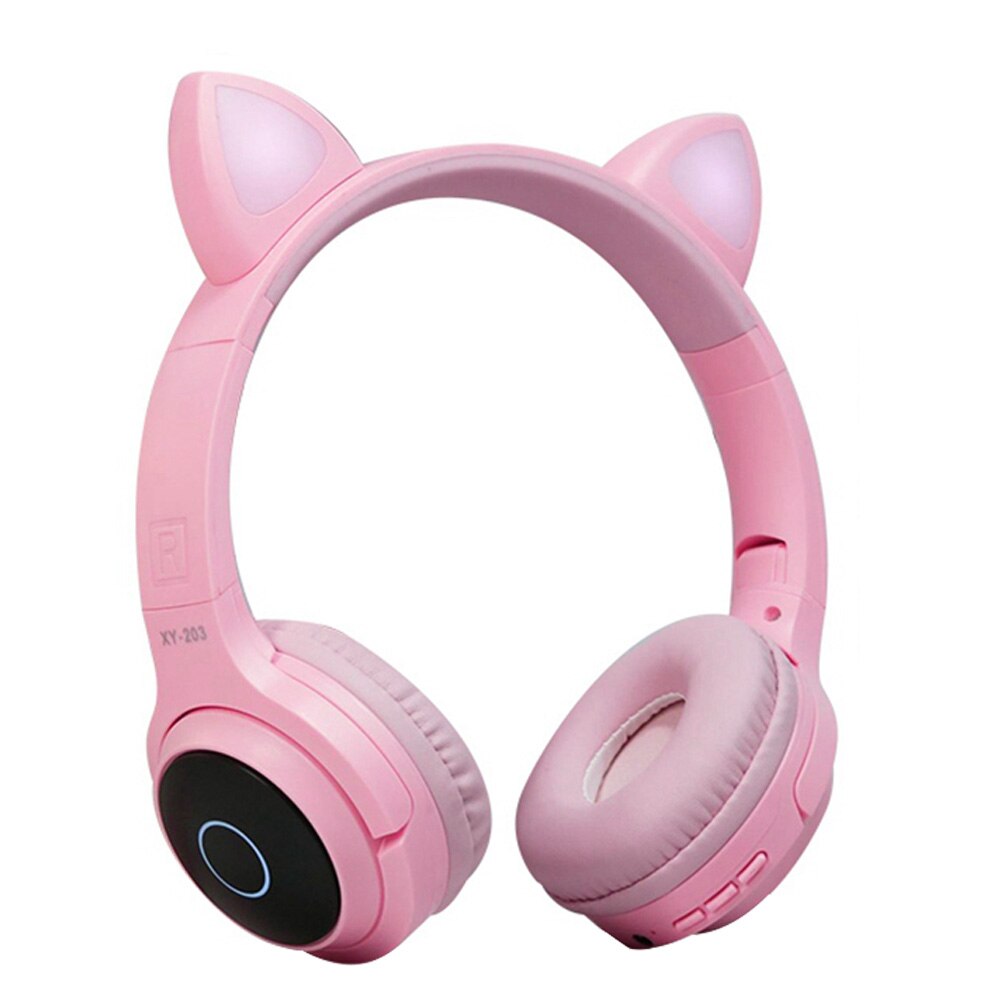 5.0 -headset mit katzenohrenlicht, geräuschunterdrückende gaming-kopfhörer für laptop und smartphone, geeignet 3.5mm junge leute: Rosa