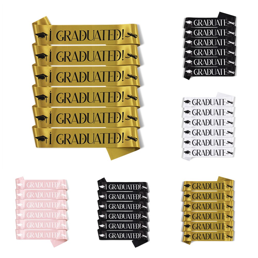 Set of 6 PCS Graduation Sashes I Graduated Sash Graduate Sash Graduation Party Decoration Photo Booth Props