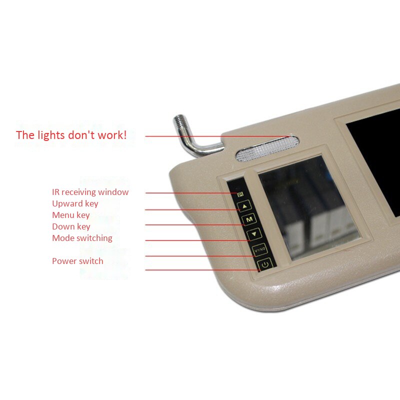 7 Inch Car Sun Visor Mirror Screen LCD Monitor DC 12V Beige Interior Mirror Screen for AV1 AV2 Player Camera