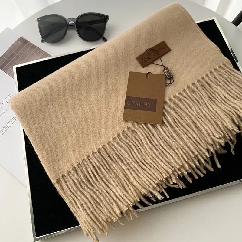 Winter Cashmere Scarf Women Thick Warm Pashmina Shawls Wraps Solid Color Tassel Lady Blanket Echarpe Bufanda Hijab