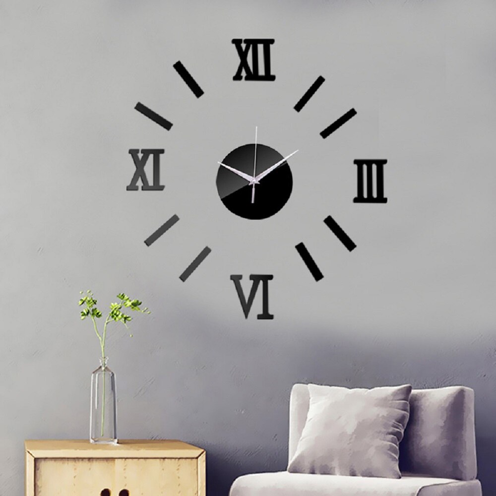 Horloge murale 3D effet miroir, autocollant mural en acrylique, décoration de la maison, moderne, Horloge à Quartz