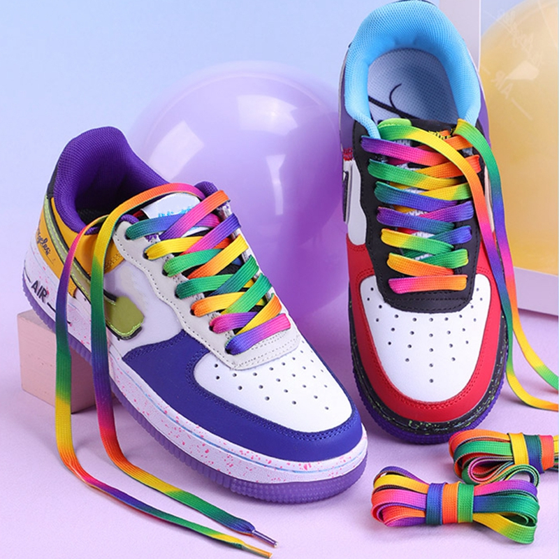 Modische flache Schnürsenkel, Regenbogen-Schnürsenkel für Sneaker, lässige Segeltuch-Schnürsenkel, Schuhzubehör, bunter Druck, Farbverlaufs-Schnürsenkel