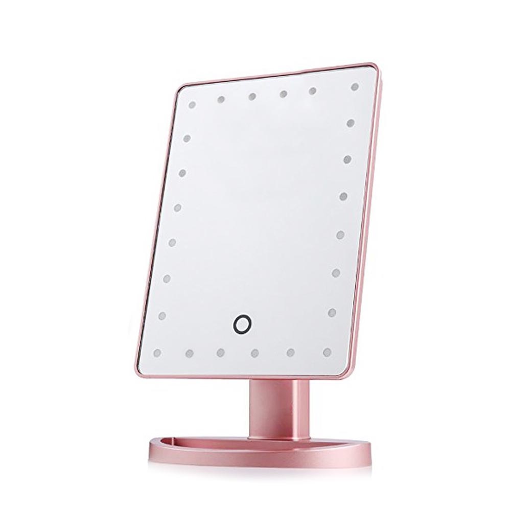 Donwei Led Touch Screen 24 Licht Make-Up Spiegel Tafel Desktop Make Spiegels Vanity Licht Gezondheid Beauty Led Spiegel Batterij: pink