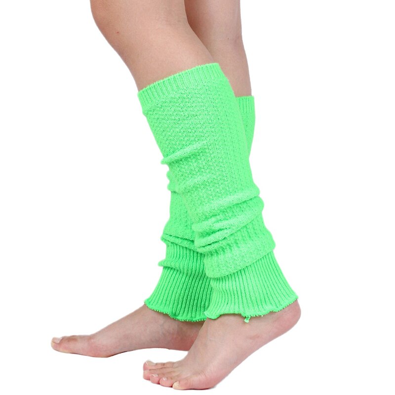 Women's Leg Warmer Soft Knitted Foot Cover Candy Color All-match Warming Boot Stockings 1 Pair Winter Loose Over Knee Socks: fluorescent green