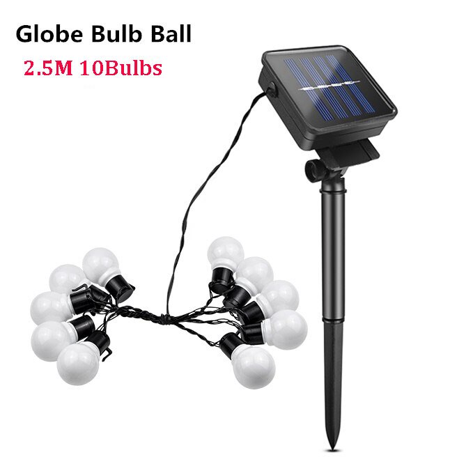 Zonne-energie Wandlamp Outdoor Verlichting Led Fairy String Lights Straat Lamp Zonlicht Buiten Balkon Tuin Licht Decoratie: 2.5M Ball Bulb / White