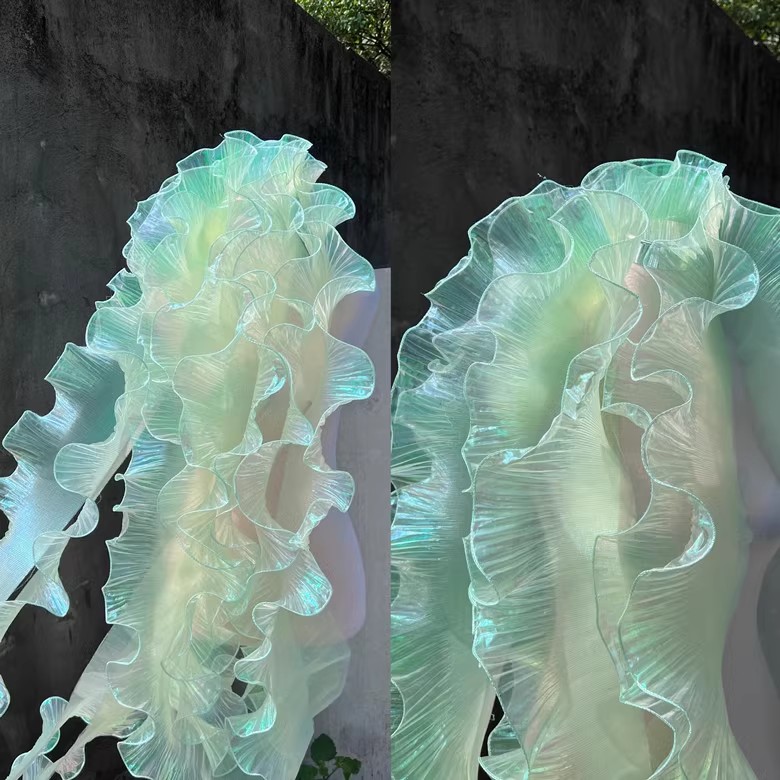 2 Meter Plissee Rüschen Organza Farbverlauf Spitzenbesatz 13 cm breit DIY Kleidung Spleißen Dekor Band Hochzeitskleid NäHenne Stoff