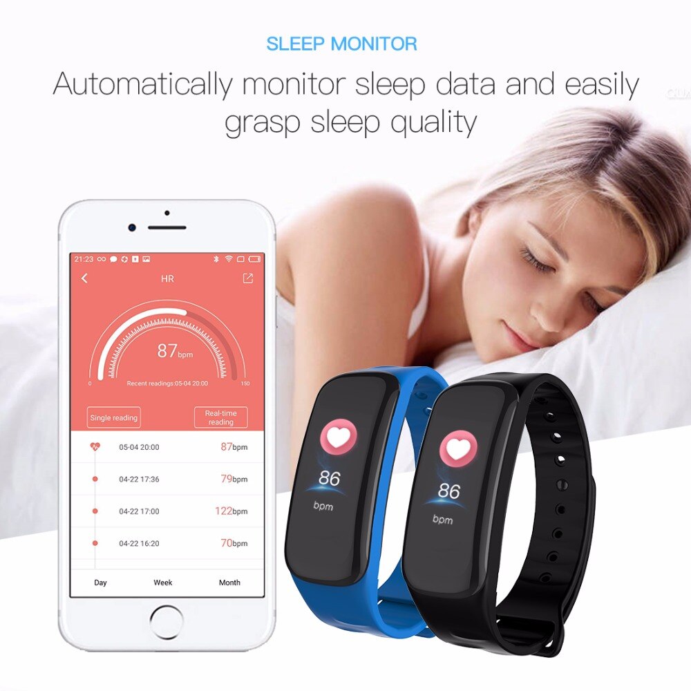 Smart band Blood pressure measure Color OLED Screen C1 plus Fitness tracker Heart rate monitor Waterproof Smartband Watch Sport