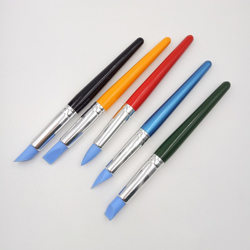 5Pcs 18Cm Art Craft Klei Aardewerk Gereedschap Modeling Sculptuur Beeldhouwen Carver Carving Silicone Nail Art Gereedschap Set 5 kleuren