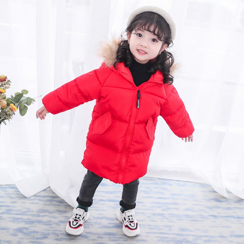 Vêtements d'hiver en coton et en duvet pour enfants | Col en fourrure, pour moyennes et petits enfants, veste épaisse et chaude en coton, à capuche,