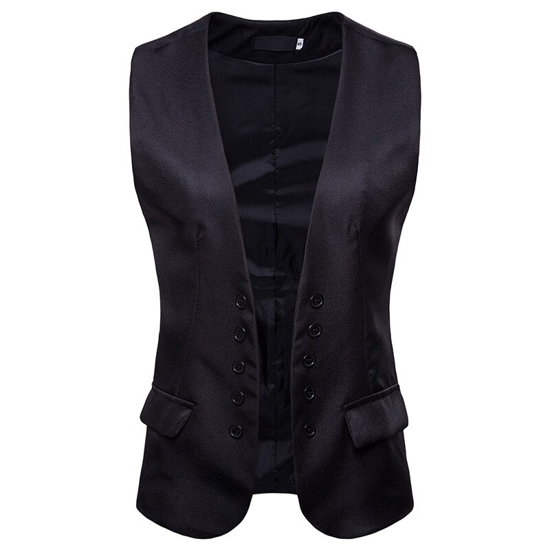 Royal Blue Suit Vest Men Brand Double Breasted Dress Vest Waistcoat for Men Casual Sleeveless Cardigan Vests: Black / S
