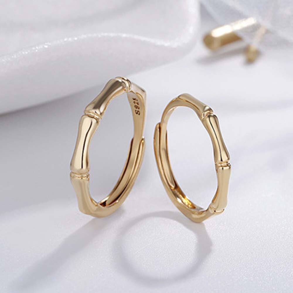1 Stuk Bamboe Vorm Koper Goud Zilver Kleur Vinger Ring Voor Mannen Vrouwen Wedding Party Opening Minnaar Ring