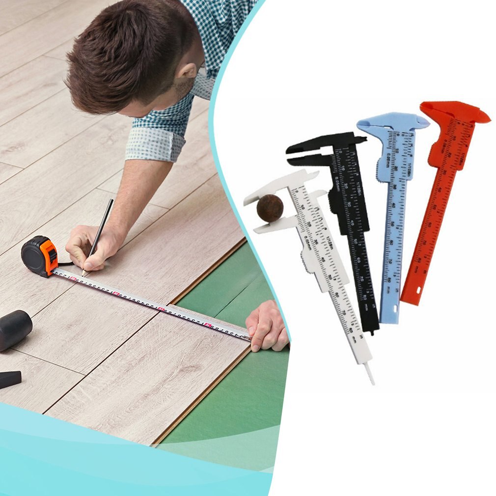 DIY 80mm Mini Plastic Sliding Double Scale Vernier Caliper Depth Diameter Measure Tool Measuring Ruler Micrometer