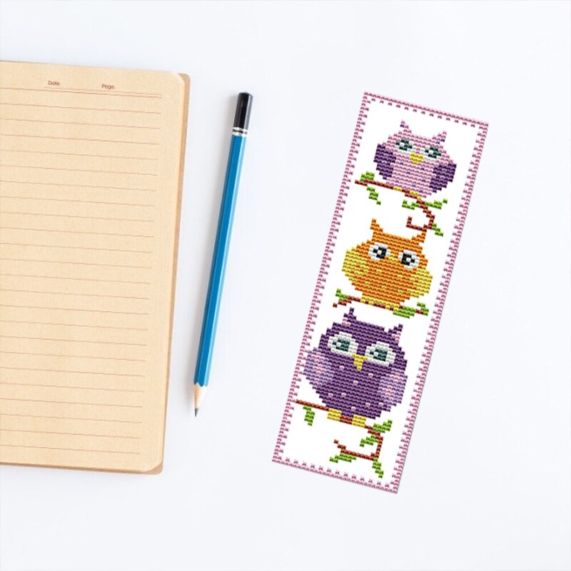 Cross Stitch Bookmark Flowers Animal Pattern Embroidery Cartoon DIY Handmade Sewing Book Decor Marks Art Crafts Girl