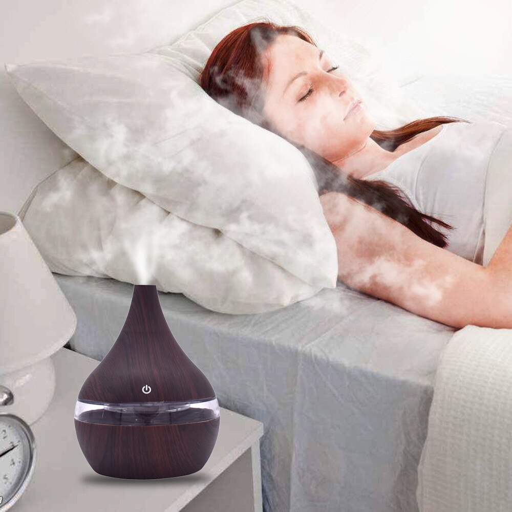 Air Aroma Essential Oil Diffuser LED Ultrasonic Aroma Aromatherapy Humidifier USB Wood Grain Oil Aroma Diffuser Humidifier