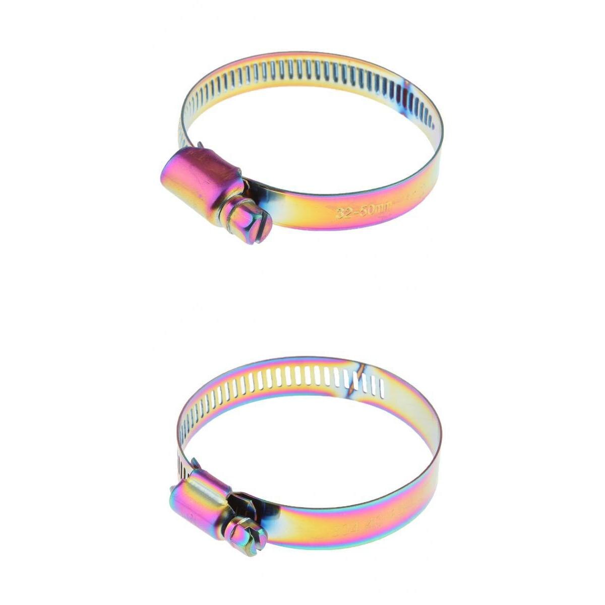 2 Pack Fuel Hose Clamp Stainless Steel, Adjustable 32-50mm&40-63mm Size Range Worm Gear Pipe Clip for Plumbing, Automotive