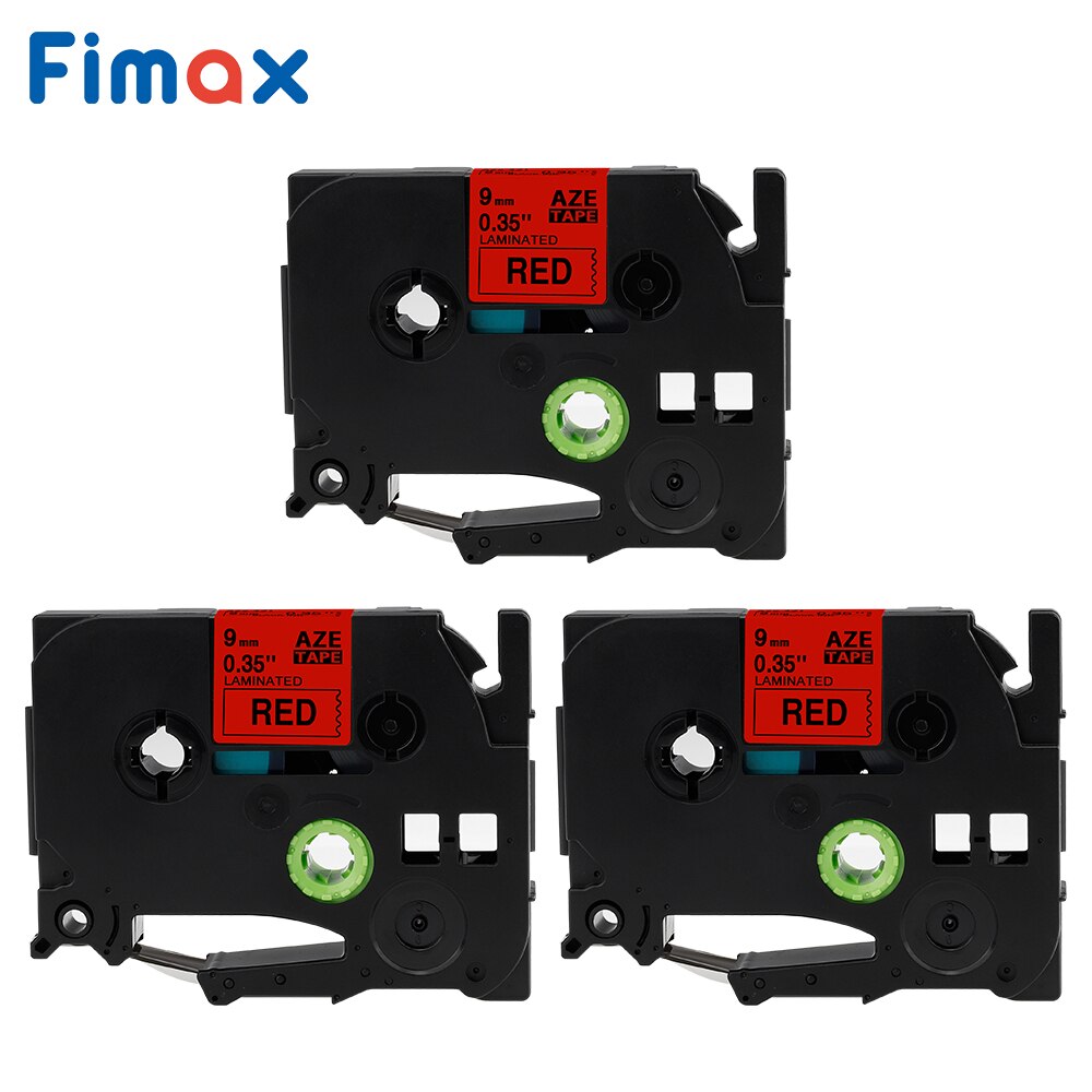Fimax 3 Packs TZe421 Compatibel voor Brother P-touch Label Tape TZe-421 TZ-421 9mm * 8m Zwart op Rood voor Brother P-touch Tze Label