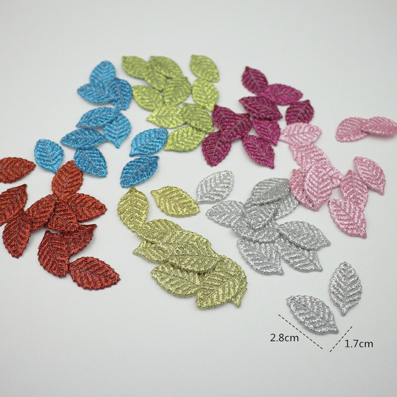 50 piezas accesorios para la cabeza hojas de purpurina DIY manualidades hoja Artificial prenda pelo Pin decoración niños Scrapbooking materiales