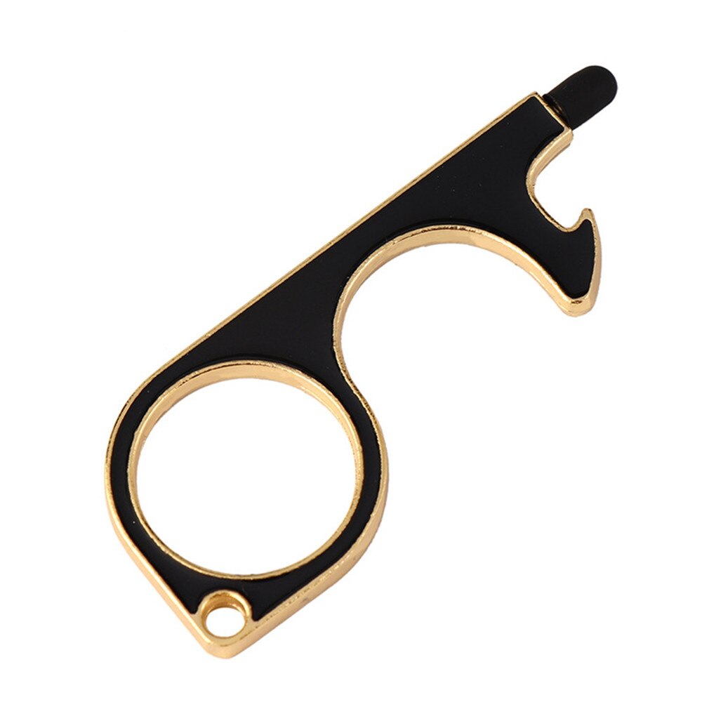 No Touch Brass Door Opener Portable Elevator Handle Key Copper Metal Keychain With Stylus Phone Touch Screens Contactless Tool: color 3
