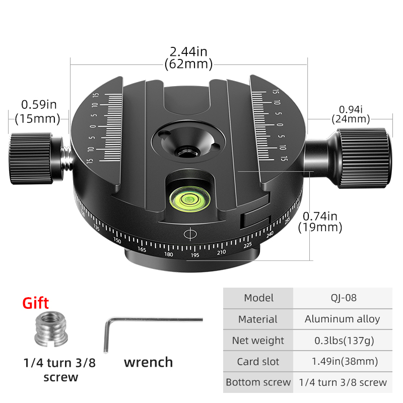 Panoramic Rotating Quick Release Plate Clamp Tripod Head Mount Arca Swiss Quick Release Plate Clamp with 1/4 Screw For Ball Head: Other